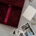 Load image into Gallery viewer, Foil Stamped Velvet Keepsake Box - Handmade Wedding Memory Box with Raised Monogram & Date