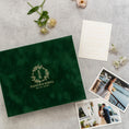 Load image into Gallery viewer, Foil Stamped Velvet Keepsake Box - Handmade Wedding Memory Box with Raised Monogram & Date