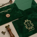 Load image into Gallery viewer, emerald-green-velvet-invitation-envelope 3.jpg