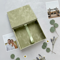 Load image into Gallery viewer, Foil Stamped Velvet Keepsake Box - Handmade Wedding Memory Box with Raised Monogram & Date
