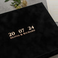 Load image into Gallery viewer, Foil Stamped Velvet Keepsake Box - Handmade Wedding Memory Box with Raised Monogram & Date

