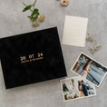 Load image into Gallery viewer, Foil Stamped Velvet Keepsake Box - Handmade Wedding Memory Box with Raised Monogram & Date

