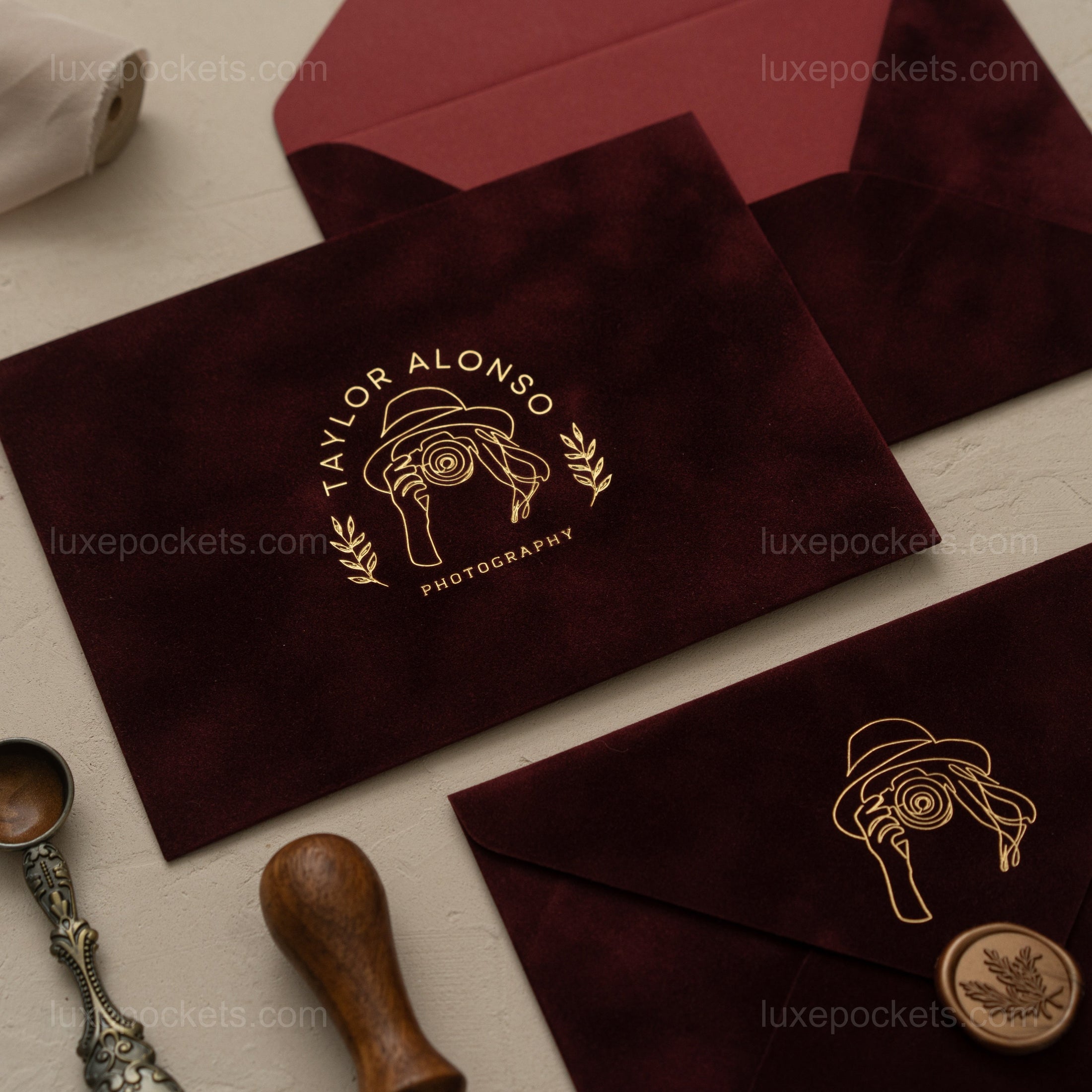 Burgundy Velvet Envelope