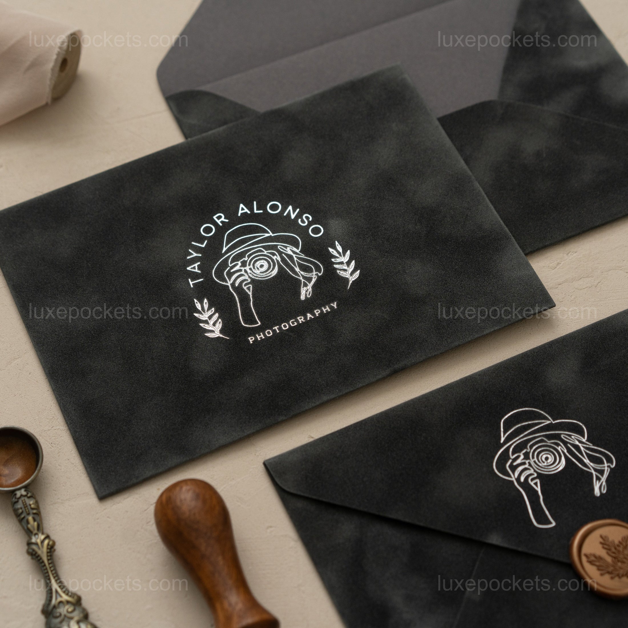 Dark Gray Velvet Envelope