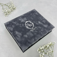 Load image into Gallery viewer, Foil Stamped Velvet Keepsake Box - Handmade Wedding Memory Box with Raised Monogram & Date
