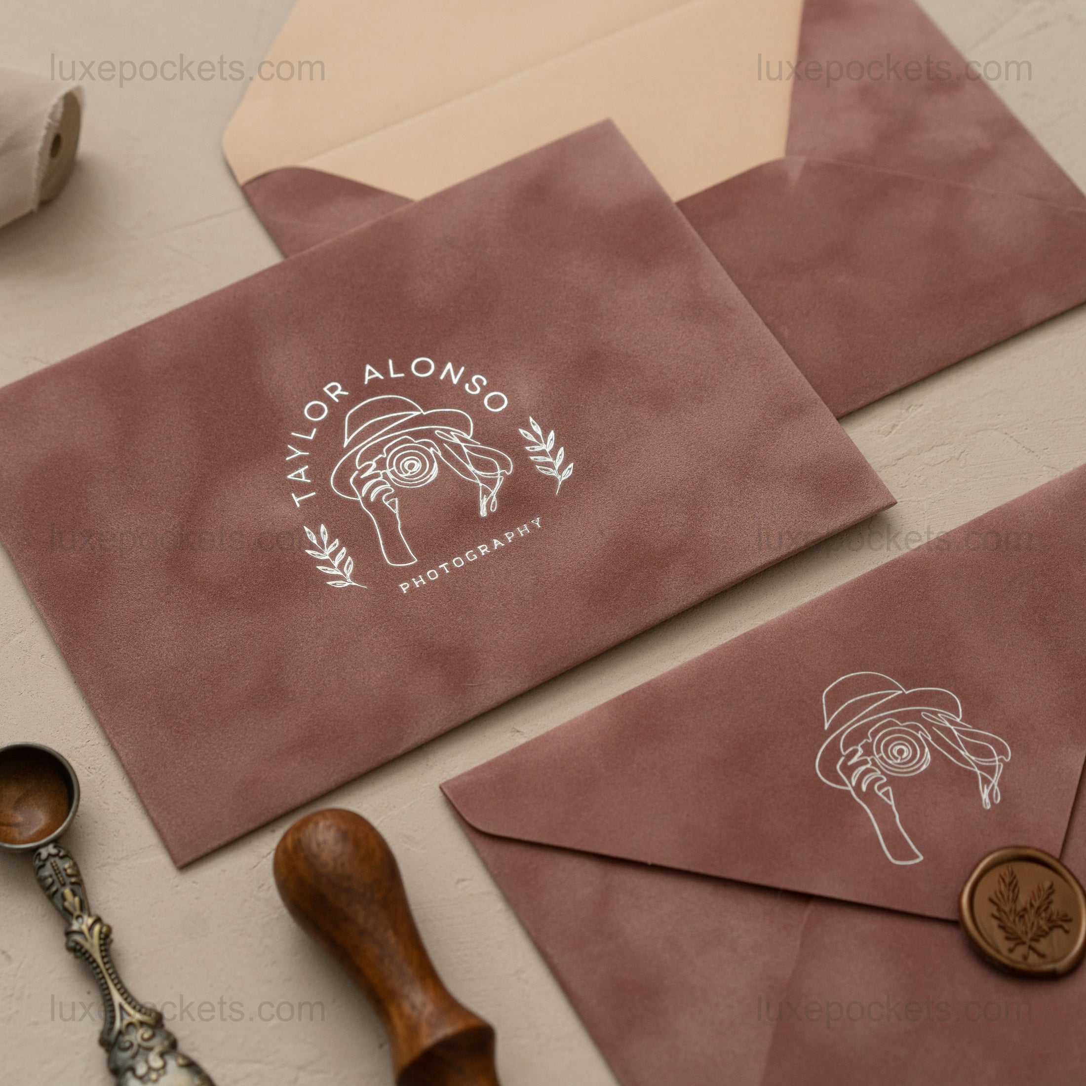 Dusty Rose Velvet Envelope