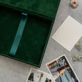 Load image into Gallery viewer, Foil Stamped Velvet Keepsake Box - Handmade Wedding Memory Box with Raised Monogram & Date
