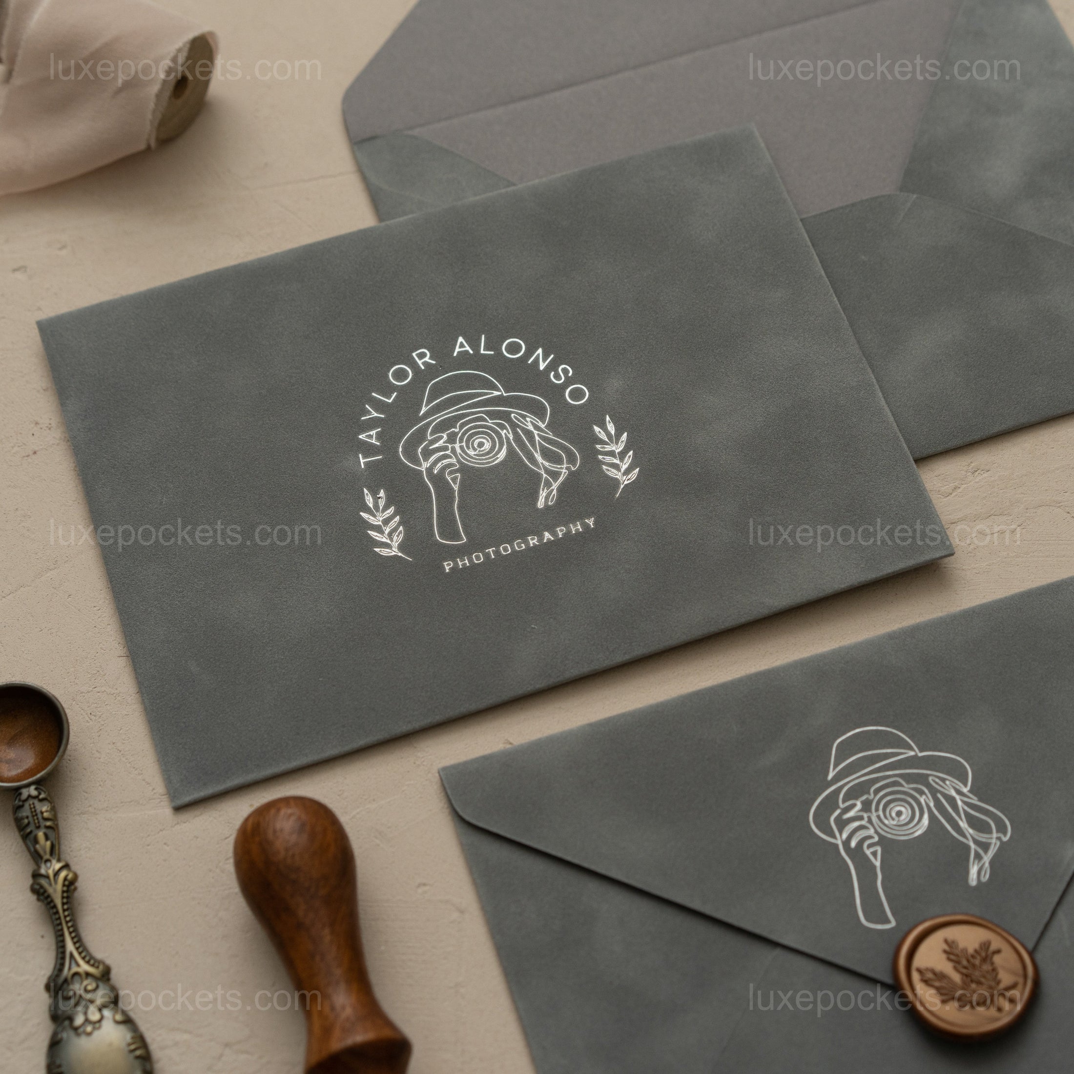 Light Gray Velvet Envelope