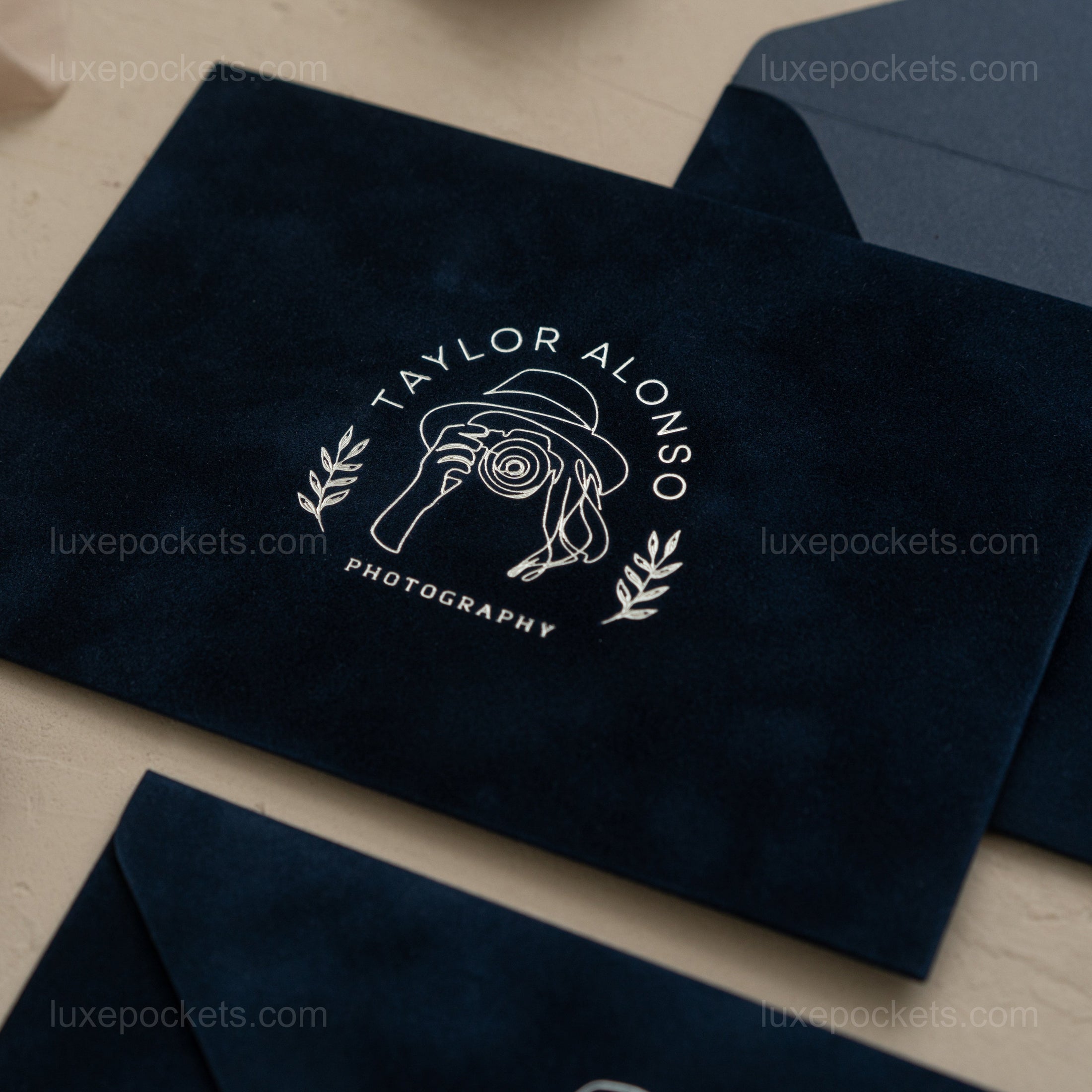 Navy Blue Velvet Envelope