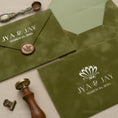Load image into Gallery viewer, olive-green-velvet-invitation-envelope 2.jpg
