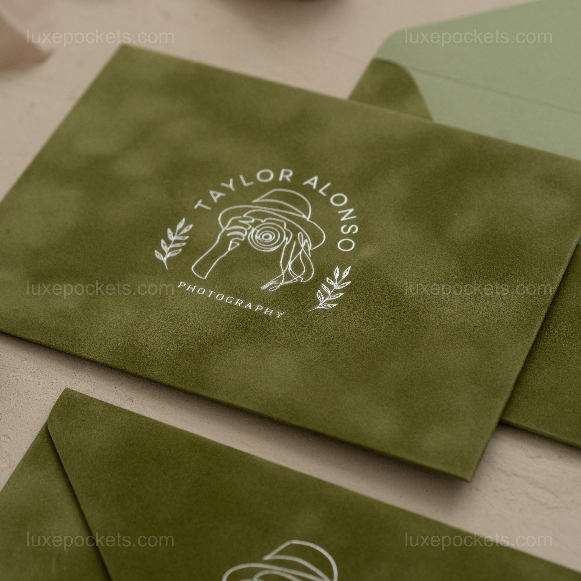 Olive Green Velvet Envelope