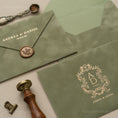 Load image into Gallery viewer, sage-green-velvet-invitation-envelope 2.jpg
