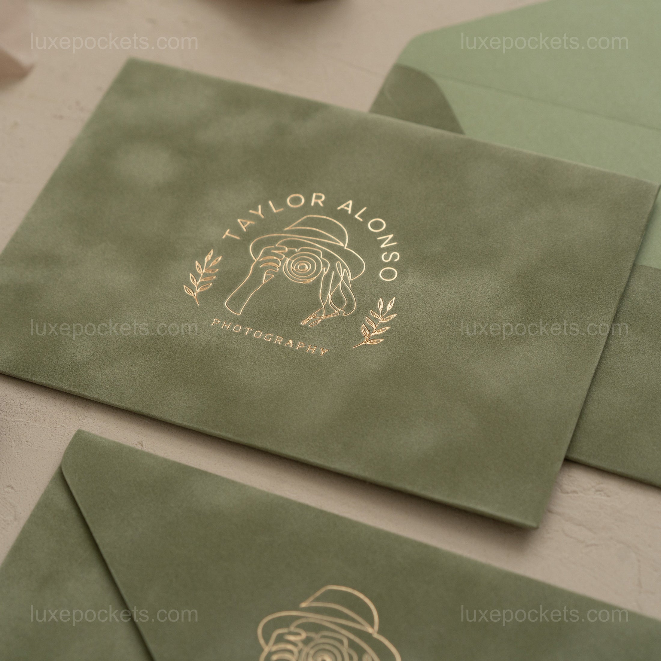 Sage Green Velvet Envelope
