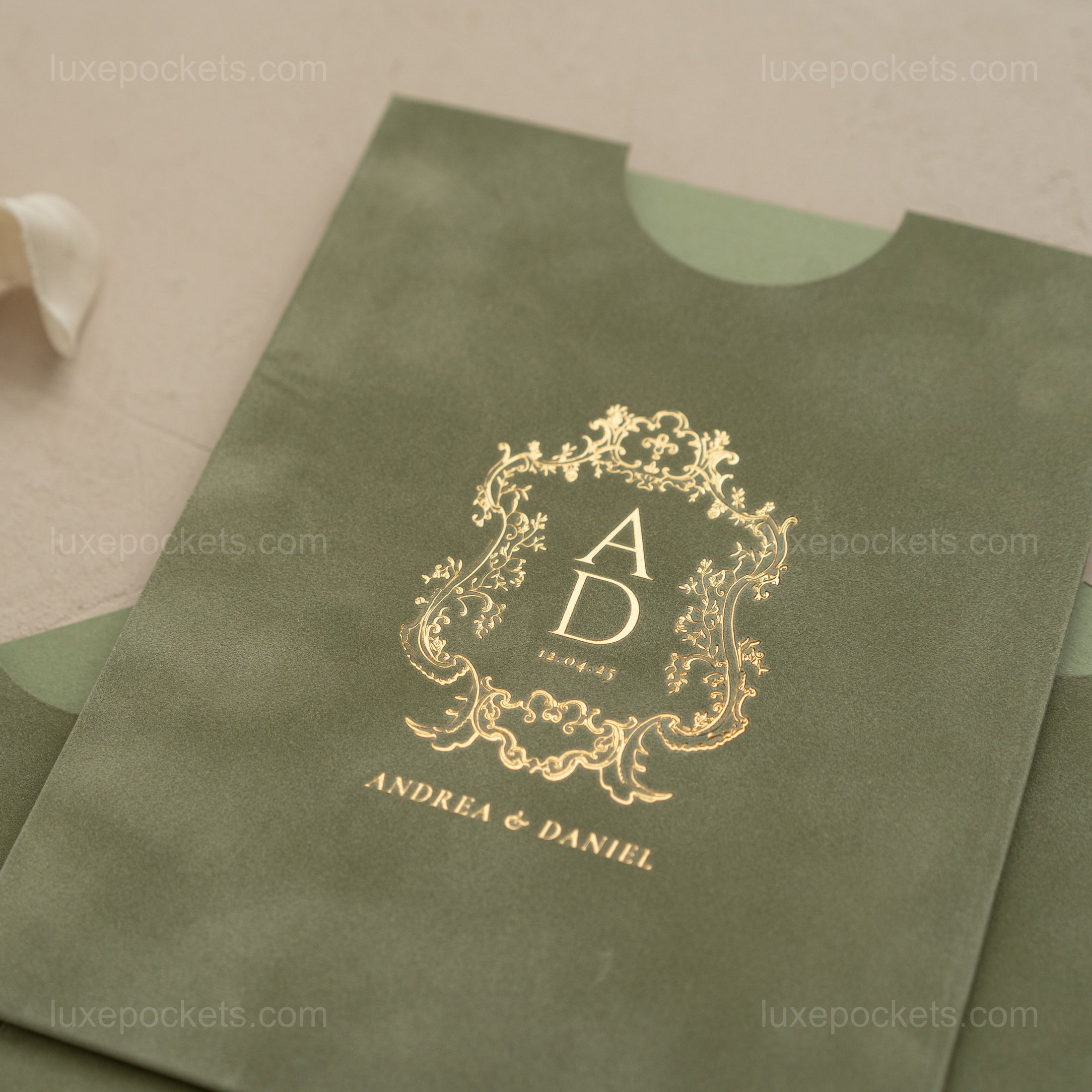 Sage Green Velvet Sleeve Pocket - Foil - 2.jpg