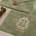 Load image into Gallery viewer, sage-green-velvet-invitation-envelope 2.jpg

