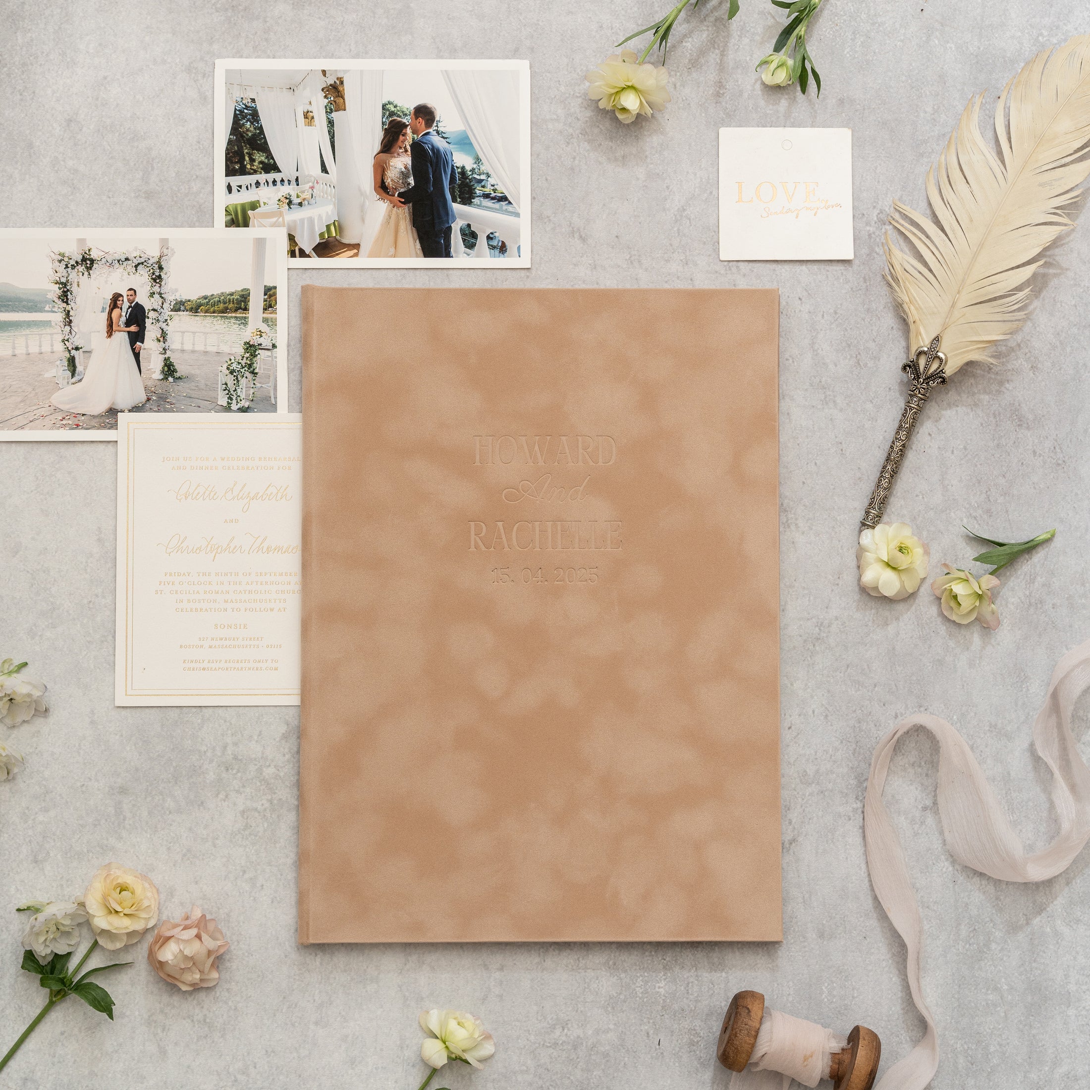Elegant Velvet Marriage Certificate Holder - Personalized Foil Design
