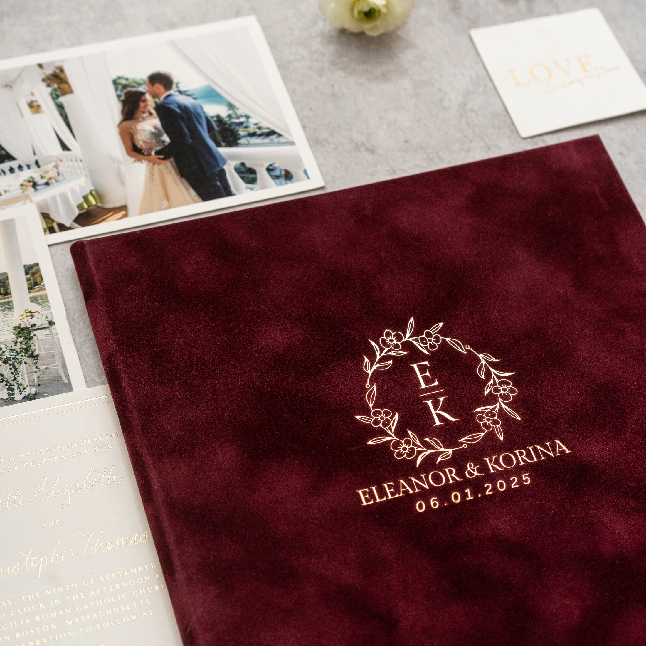 Elegant Velvet Marriage Certificate Holder - Personalized Foil Design