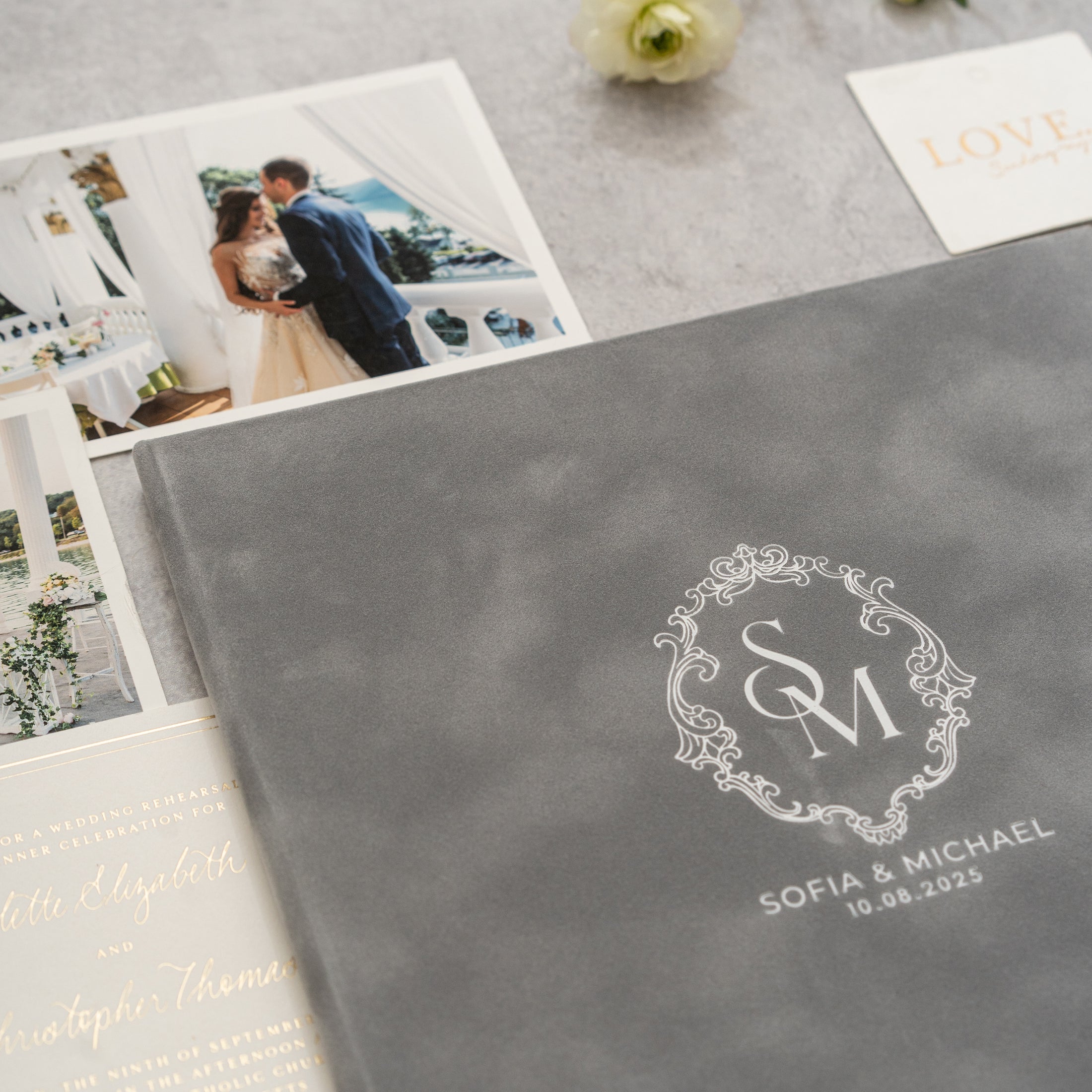 Elegant Velvet Marriage Certificate Holder - Personalized Foil Design