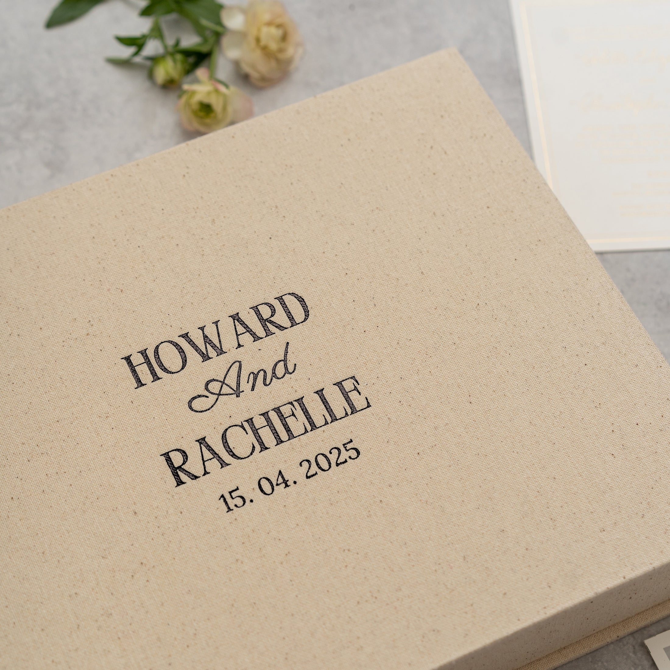 Personalized Wedding Memory Box - Luxe Natural Linen Heirloom for Vows & Keepsakes, Custom with Monogram and Date