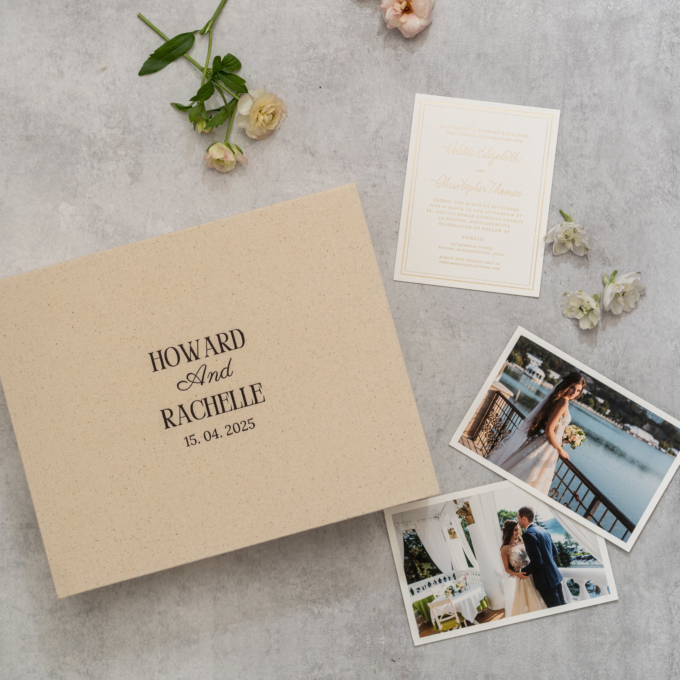 Personalized Wedding Memory Box - Luxe Natural Linen Heirloom for Vows & Keepsakes, Custom with Monogram and Date