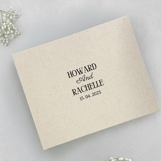 Personalized Wedding Memory Box - Luxe Natural Linen Heirloom for Vows & Keepsakes, Custom with Monogram and Date