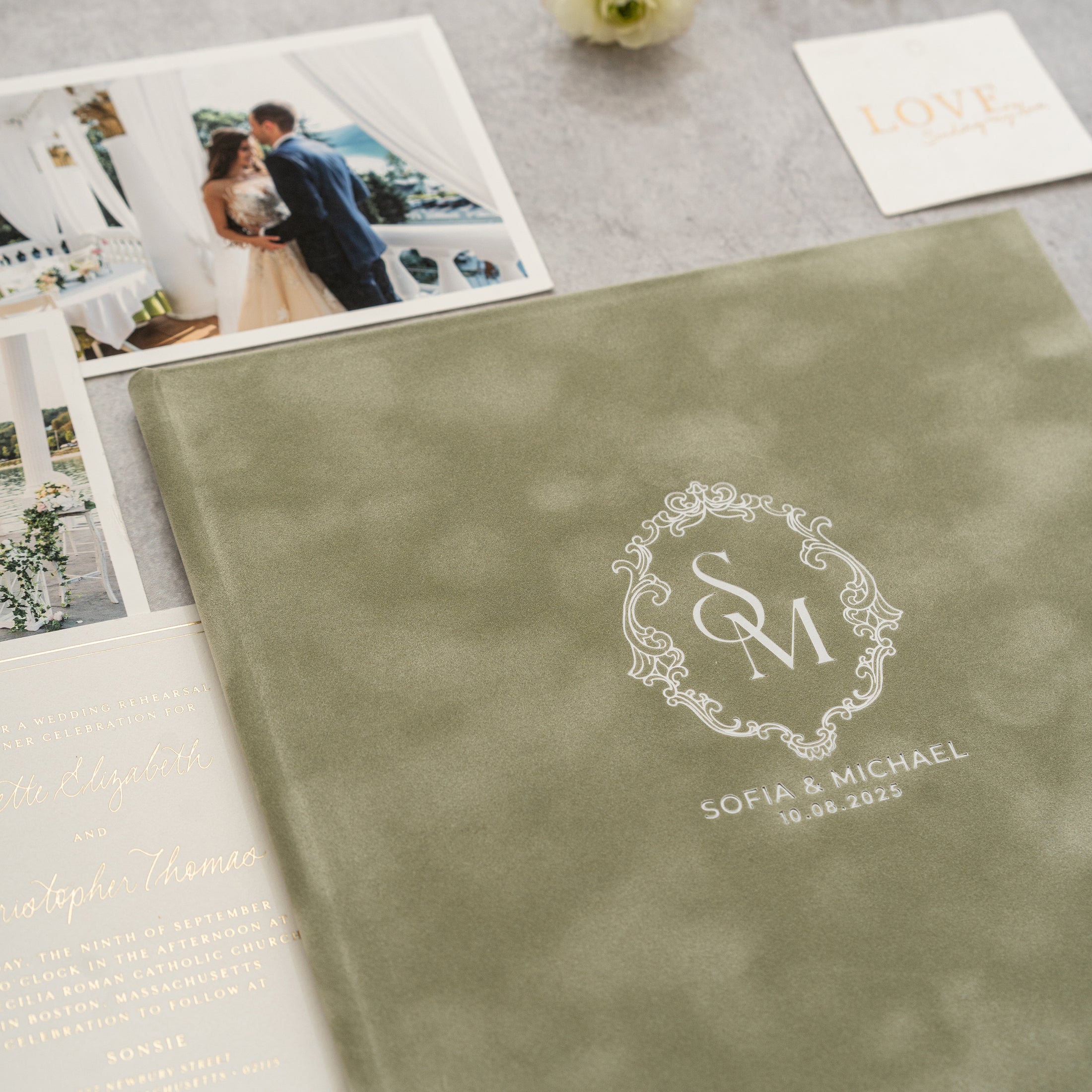 Elegant Velvet Marriage Certificate Holder - Personalized Foil Design