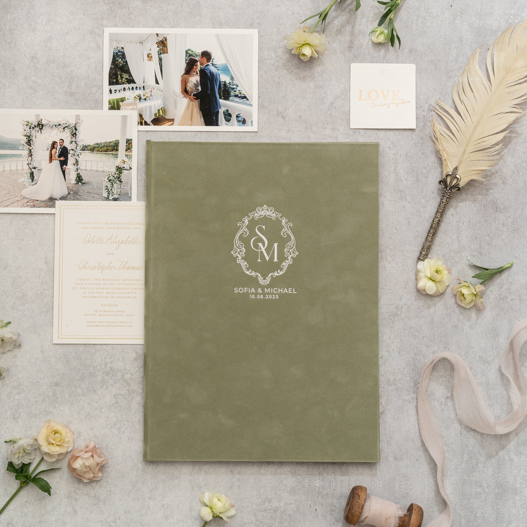 Elegant Velvet Marriage Certificate Holder - Personalized Foil Design